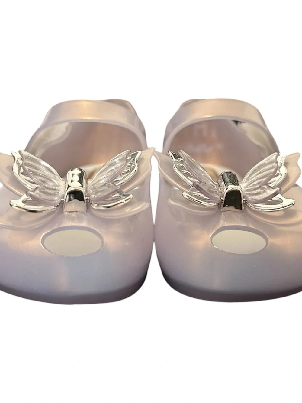 Mini Melissa Toddler Girl 7 Beauty & The Beast Silver Butterfly Maryjane Shoes